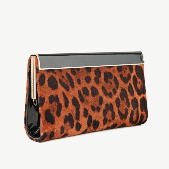 Jimmy Choo Cayla Leopard Pony Hair Enamel-Top Clutch - Picture 2 of 9